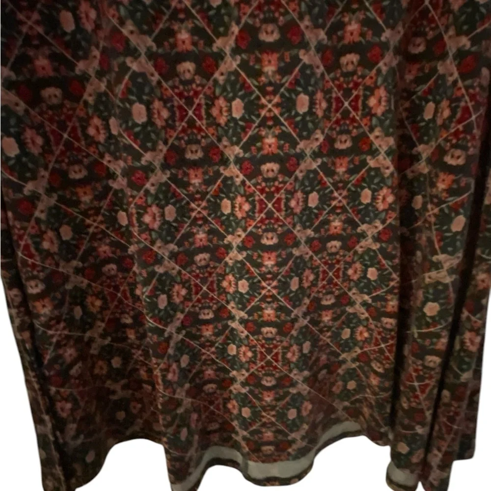 LuLaRoe Orange Brown Graphic Tunic Short Sleeve Dress - Picture 3 of 7